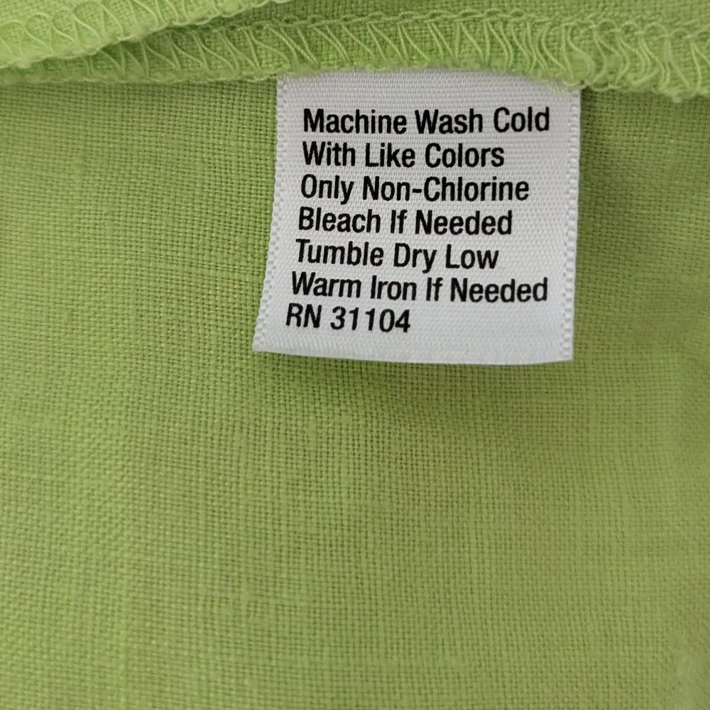 172. Kim Rodgers Linen Lime Green Button-Up Women's Top - Large - Picture 5 of 5